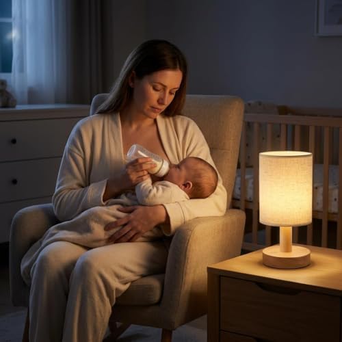 Small Cordless Rechargeable Table Lamp, Natural Wood Base