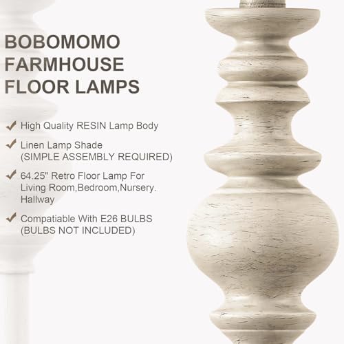 BOBOMOMO 64.25" Antique White Farmhouse Floor Lamp