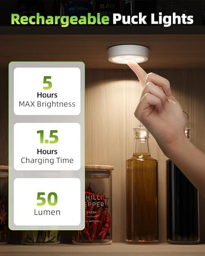 EZVALO LED Puck Lights, Rechargeable Stick On Tap Lights, Wireless