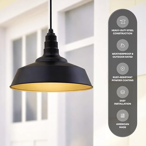20 Inch Industrial Steel Pendant Light, Cream/Brass