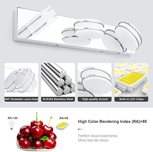 GOODATE Chrome 3-Light LED Vanity Light