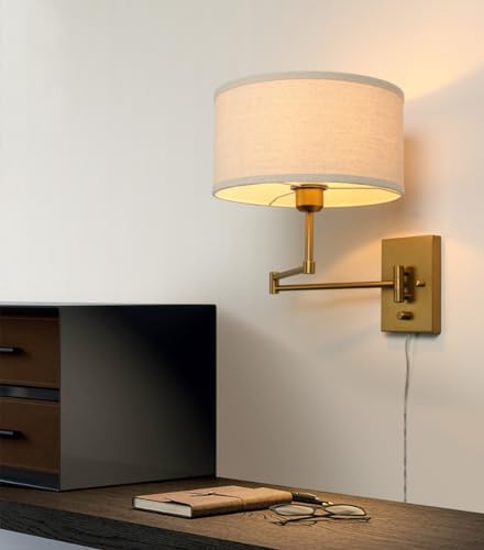 Vintage Linen Fabric Plug-in Wall Sconce