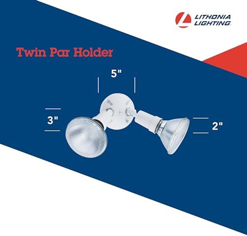 Lithonia Lighting Adjustable Twin Par Flood Light Holder, 120V, White