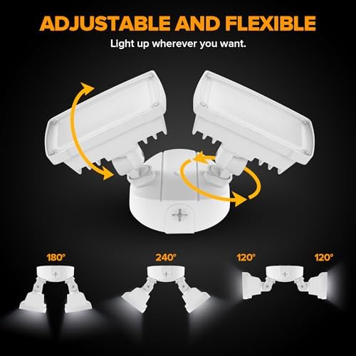 LUTEC 32W 3500LM Dual-Head LED Outdoor Flood Light, White