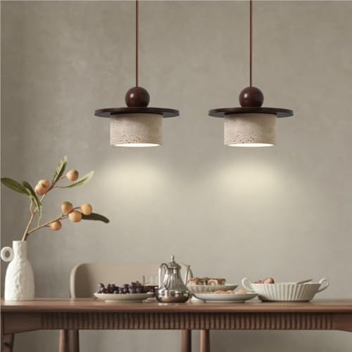 Modern Industrial Height Adjustable Pendent Light Walnut Color
