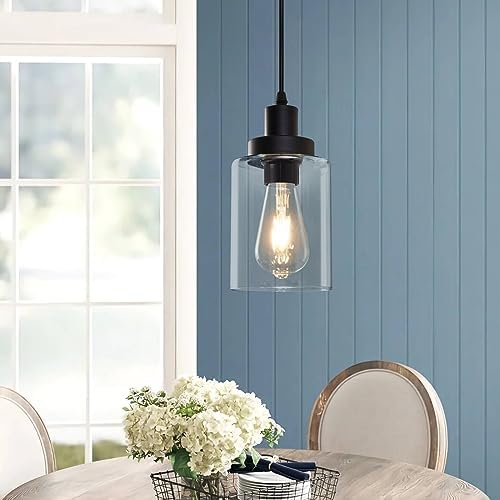 WimiSom Industrial Pendant Lighting, Modern Clear Glass Shade