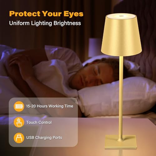 CHLORANTHUS 2 Pack Cordless Table Lamps, 5000mAh