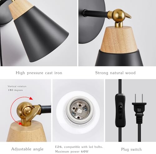 Black Plug-in Wall Sconce