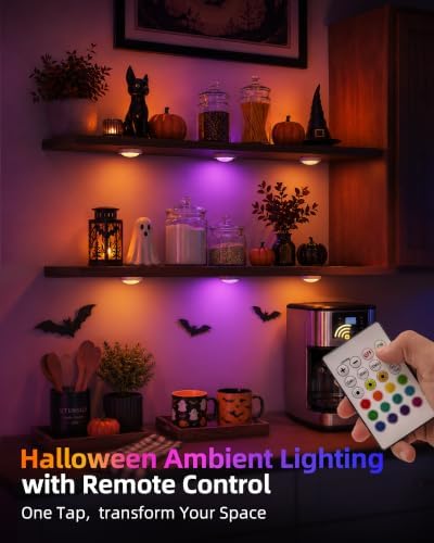 EZVALO RGB Rechargeable Puck Lights, 6 Pack
