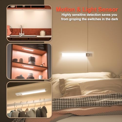 10 Inch 3 Color Motion Sensor Under Cabinet Lights, 2 Pack
