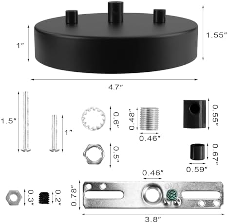 Sangle Sopffy 4.7 Inches Black Pendant Light Canopy Kit