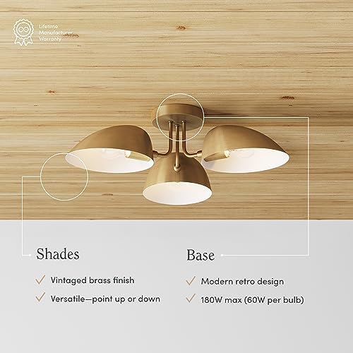 Nathan James Argo 3-Light Semi Flush Mount Ceiling Light, Vintaged