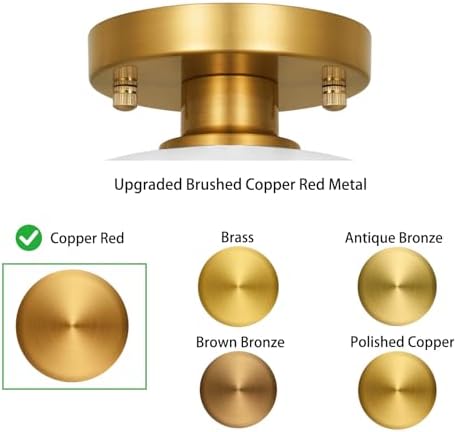 Mid-Century Gold Semi Flush Mount Ceiling Light, 8 Inch