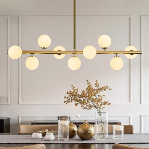 9-Light Gold Glass Globe Sputnik Chandelier
