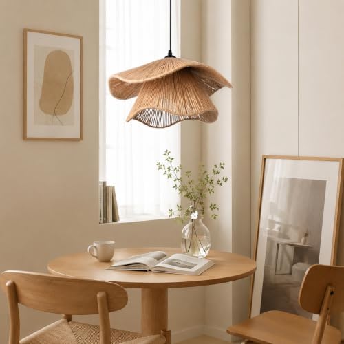 Littleglovo 15.7" Boho Jute Rope Hanging Light