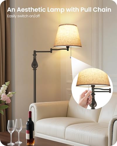 61" Vintage Floor Lamp with Adjustable Swing Arm