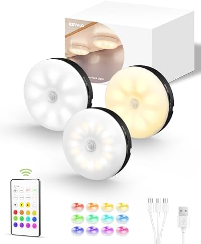 EZVALO RGB Under Cabinet Puck Lights with Remote