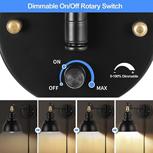 TRLIFE Dimmable Plug-in Swing Arm Wall Sconces, 2 Pack