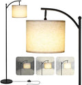 LALISU Standing Floor Lamp, Black Linen Shade