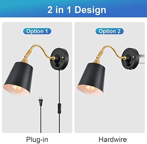 TRLIFE Dimmable Plug-In Wall Sconces, 2 Pack