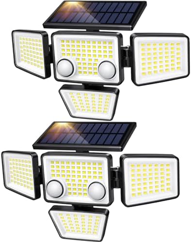 LYWALT Solar Security Lights, 3000LM, 4 Heads