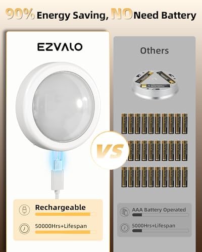 EZVALO RGB Rechargeable Puck Lights, 6 Pack