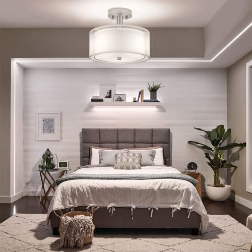3-Light Drum Semi Flush Mount Ceiling Light