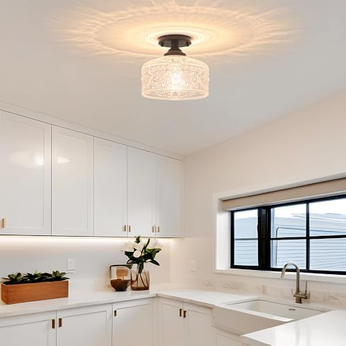 Daunton Small Matte Black Semi Flush Mount Ceiling Light