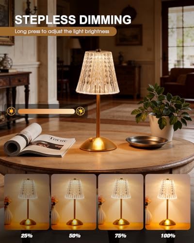 Cordless Touch Table Lamp, Rechargeable Small Desk Lamp