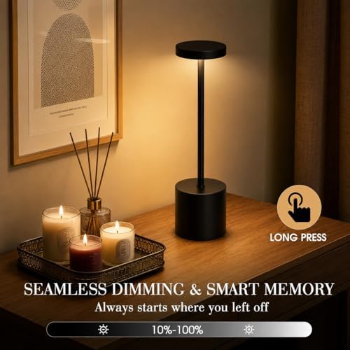Cordless Table Lamp Set of 2, Black