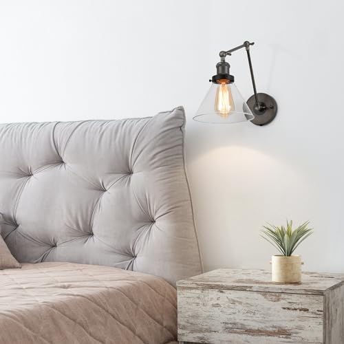 LALUZ Black Glass Swing Arm Wall Sconce