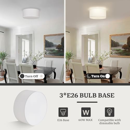 13inch 3-Light Semi Flush Mount Ceiling Light