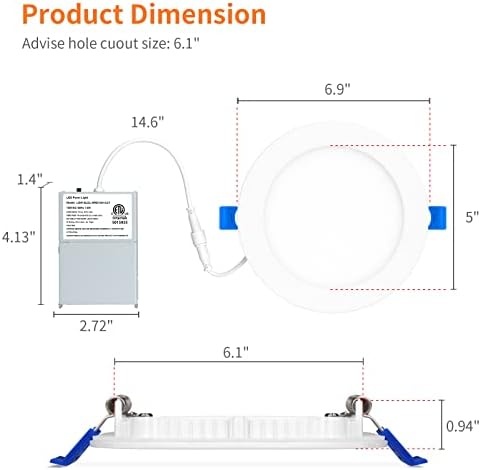 Meconard 1 Pack 6 Inch 5CCT LED Recessed Light