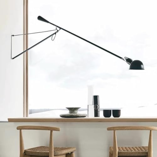 Long Swing Arm Wall Lamp, Black