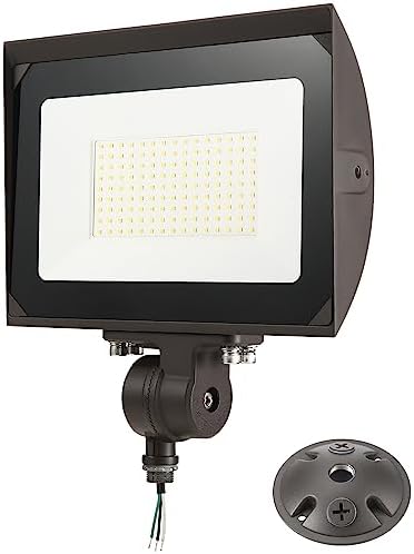 100W Outdoor LED Flood Light with Plate, 5000K Daylight 13000LM 120V, UL Waterproof LED Security Flood Lighting for Wall - Field & Lumen Lighting