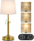 Yochoice Height Adjustable Rechargeable Gold Table Lamp