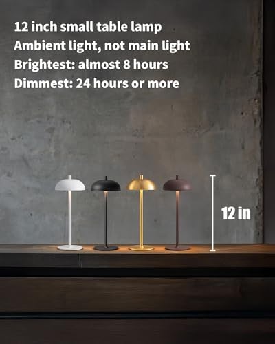 12" Cordless Table Lamps Set of 2, Black