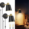 Lomoky Black Plug-in Wall Sconces, Set of 2