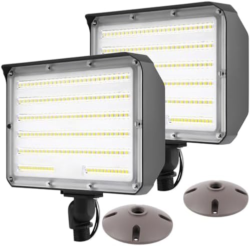 2-Pack 100W LED Flood Lights with Knuckle, 5000K