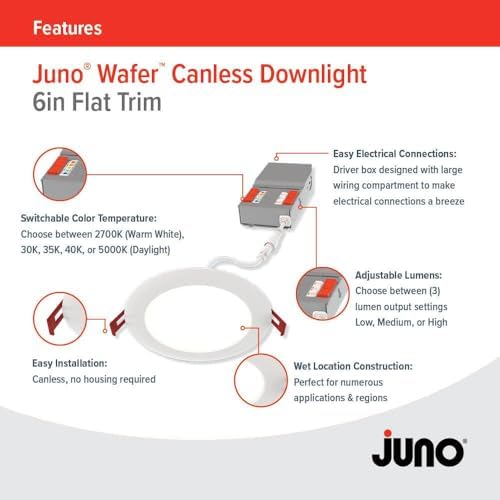 Juno 6-Inch Round Baffle Wafer LED Downlight, 1 Pack