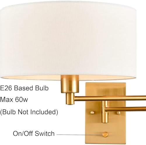 Gold Brass Swing Arm Wall Sconces, Set of 2
