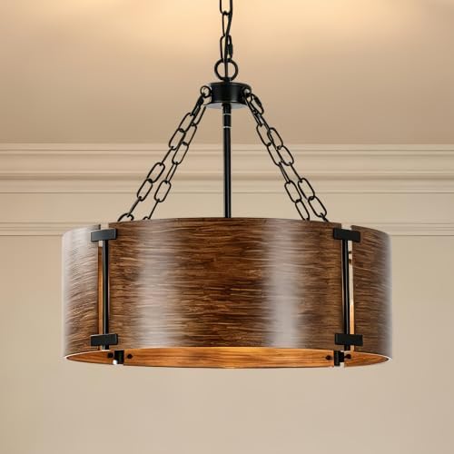 Modern Bronze Drum Chandelier, Round