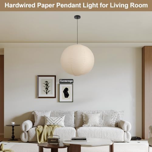 Paper Pendant Light, 20in Off-White