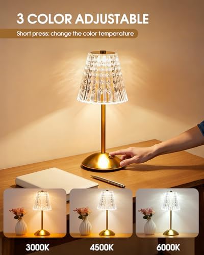 Cordless Touch Table Lamp, Rechargeable Small Desk Lamp