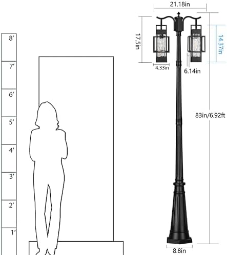 PARTPHONER 2-Head Outdoor Lamp Post Light