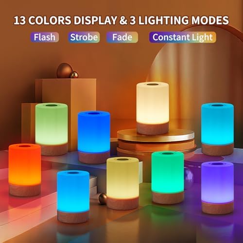 Touch Bedside Table Lamp, Remote-Control Dimmable RGB Light