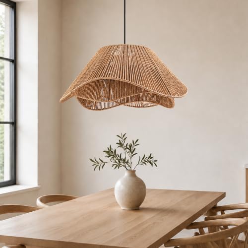 LumStory 19.7” 3-Light Rattan Pendant Light