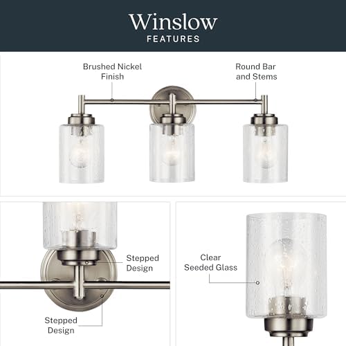Kichler Winslow 3-Light Bathroom Vanity Light, Brushed Nickel