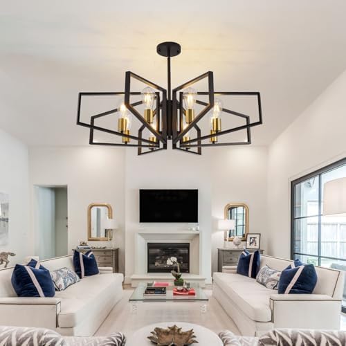8-Light Black and Gold Chandelier