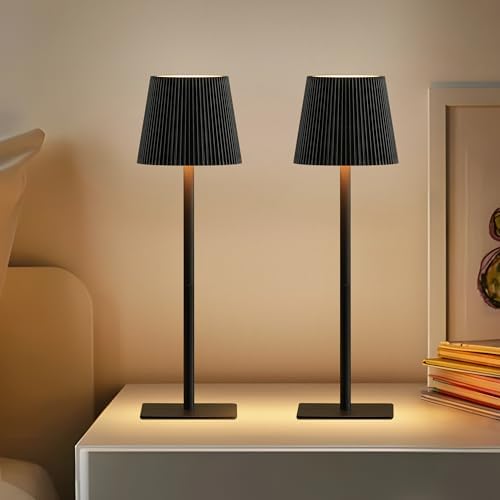 LUTEC 4 Pack Cordless Table Lamps, 6000mAh, Black
